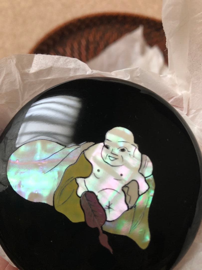 香合 貝入 布袋様 秀山 武蔵川秀山氏作 共箱入り