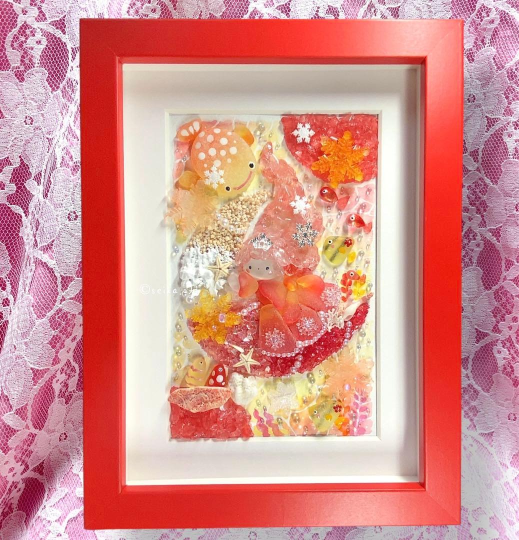 お月様とプリンセス インテリア シーグラスアート 冬 玄関飾り オブジェ ガラス