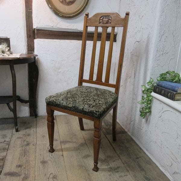 イギリス アンティーク 家具 ダイニングチェア 張りぐるみ椅子 英国 4110d
