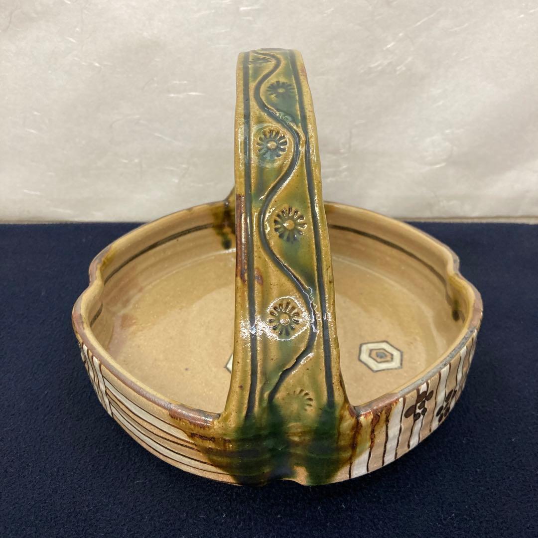 茶道具　鳴海おりべ手付鉢　佐々木八十二作　共箱