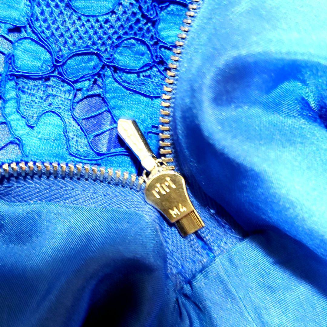 ドゥロワー DRAWER レース スカート ブルー 裏地 シルク 定価9.6万