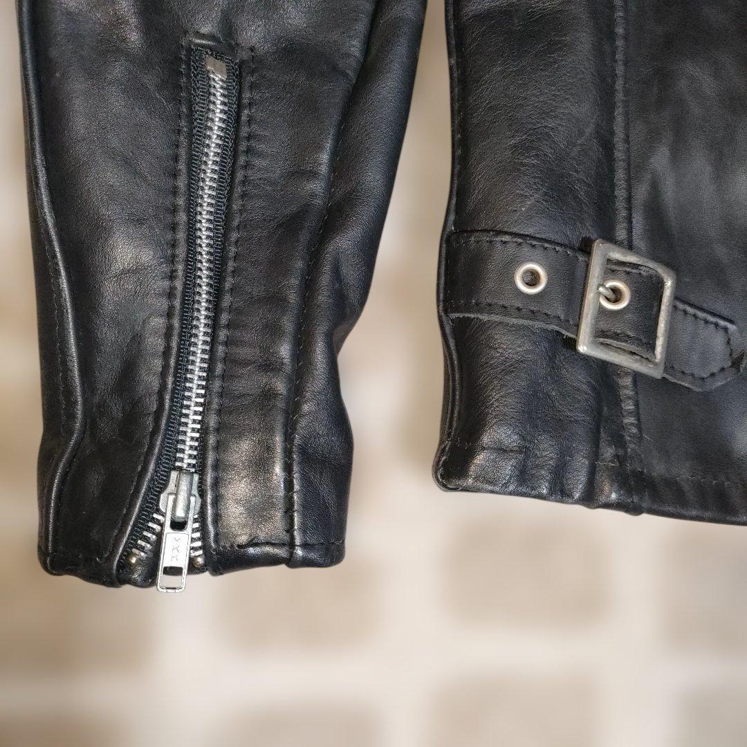 ク*ン様 人気定番Schot641t立ち襟シングルライダースジャケット ３６交換