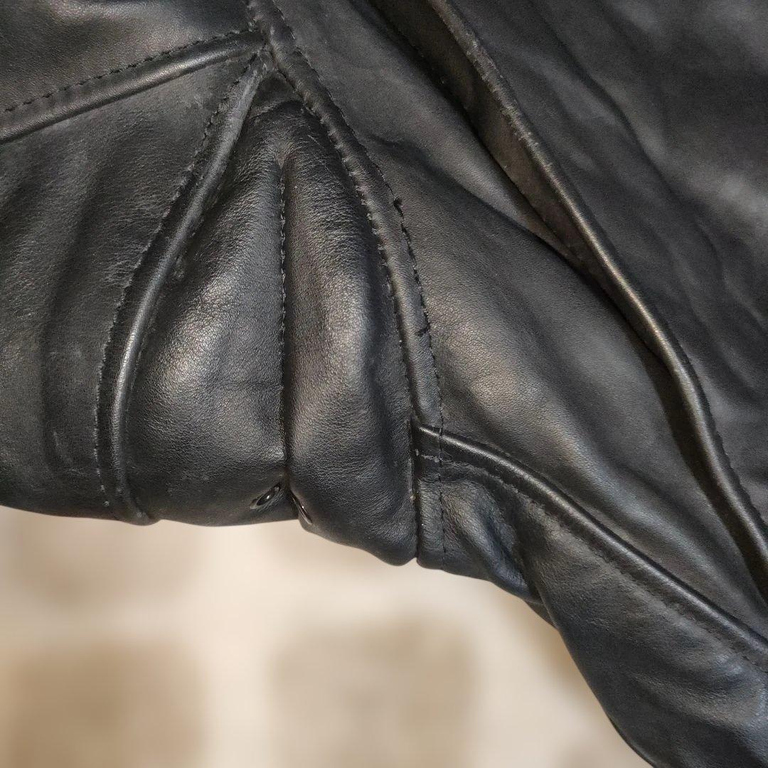 ク*ン様 人気定番Schot641t立ち襟シングルライダースジャケット ３６交換