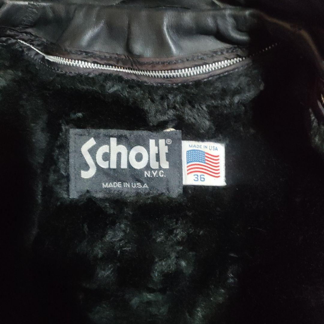 ク*ン様 人気定番Schot641t立ち襟シングルライダースジャケット ３６交換