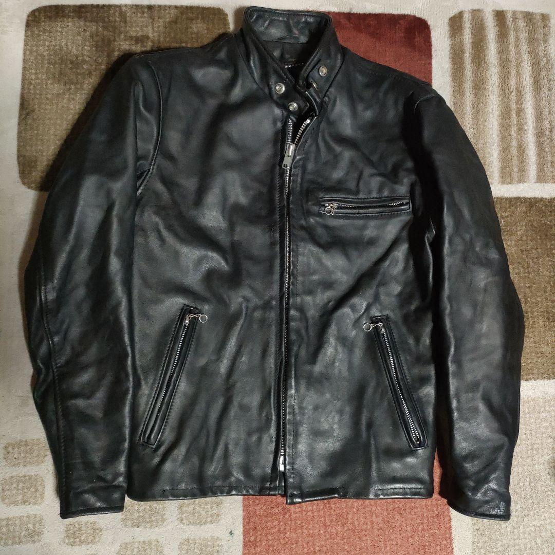 ク*ン様 人気定番Schot641t立ち襟シングルライダースジャケット ３６交換