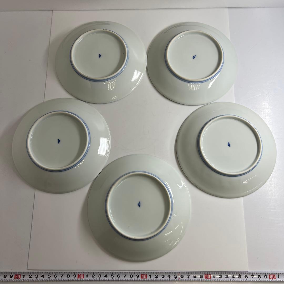 明治時代　深川製　富士図中皿5枚　直径約17.5㎝　東Y7-1104☆2Fタカオ