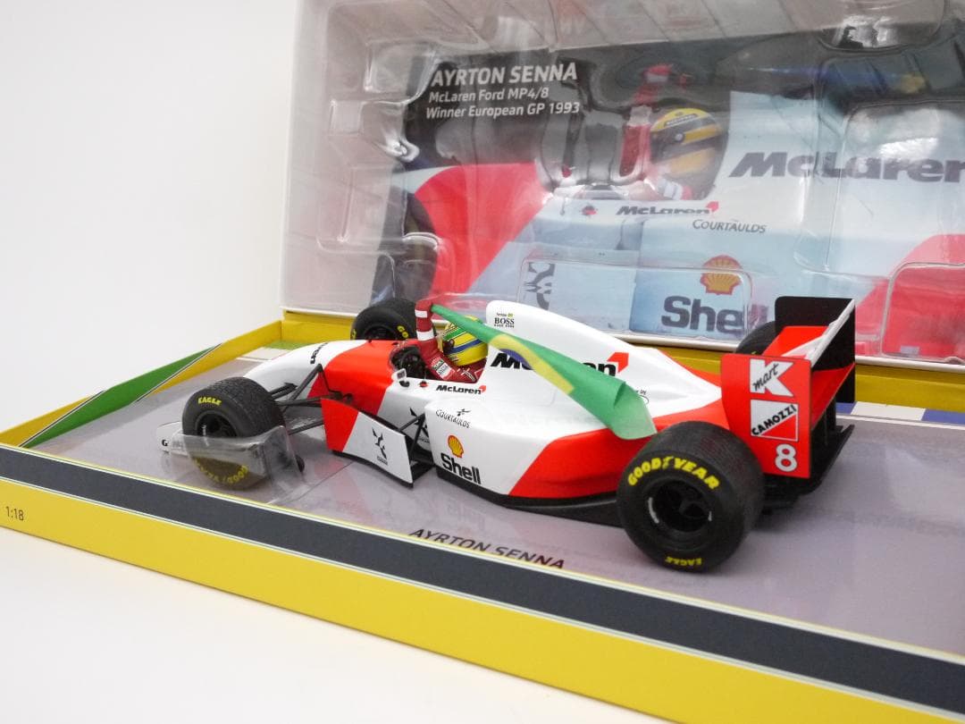 kuusプロフィ重要 1/18 マクラーレン MP4/8 A.セナ 国旗