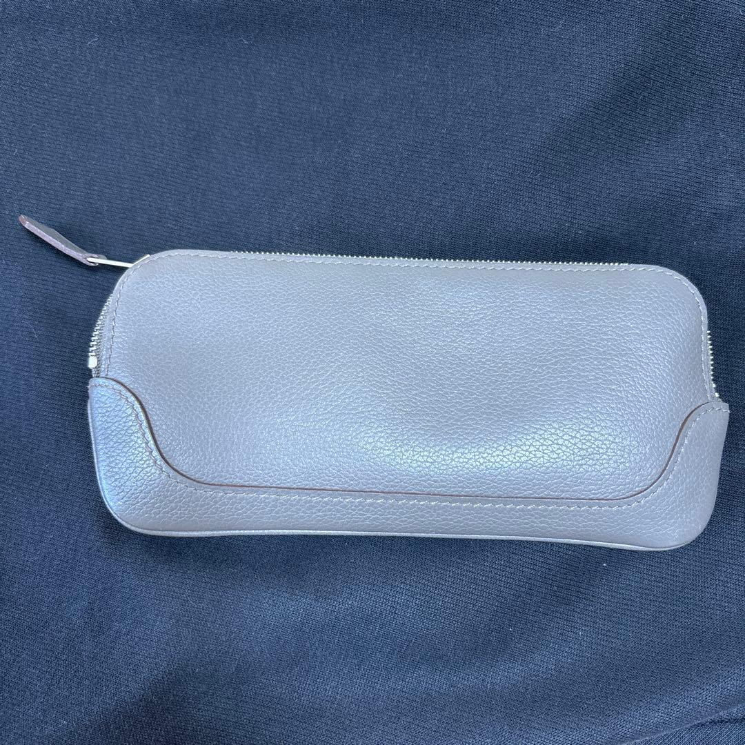 HERMES グレー レザー ペンケース