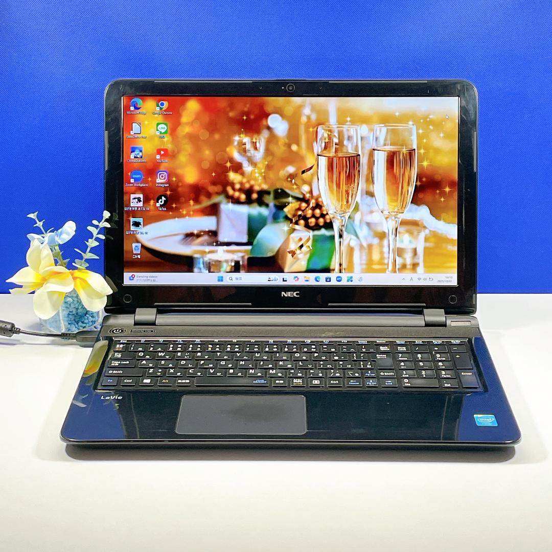 ネット検索等に最適✨Windows11✨快適SSD✨NEC黒ノートPCカメラ薄型