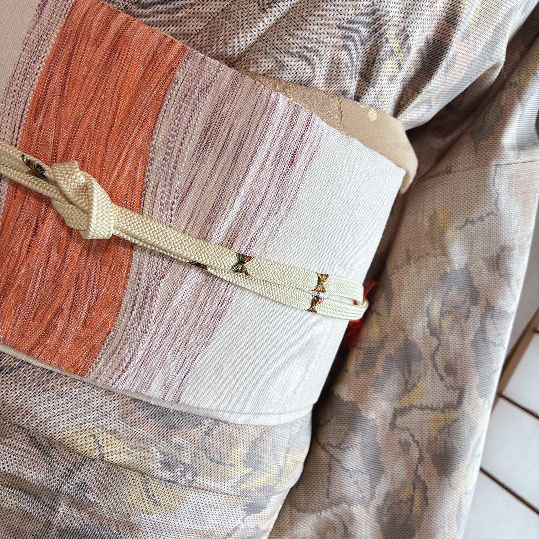 小紋　フルセット　大島紬　着物　正絹　秋の葉　名古屋帯　J5