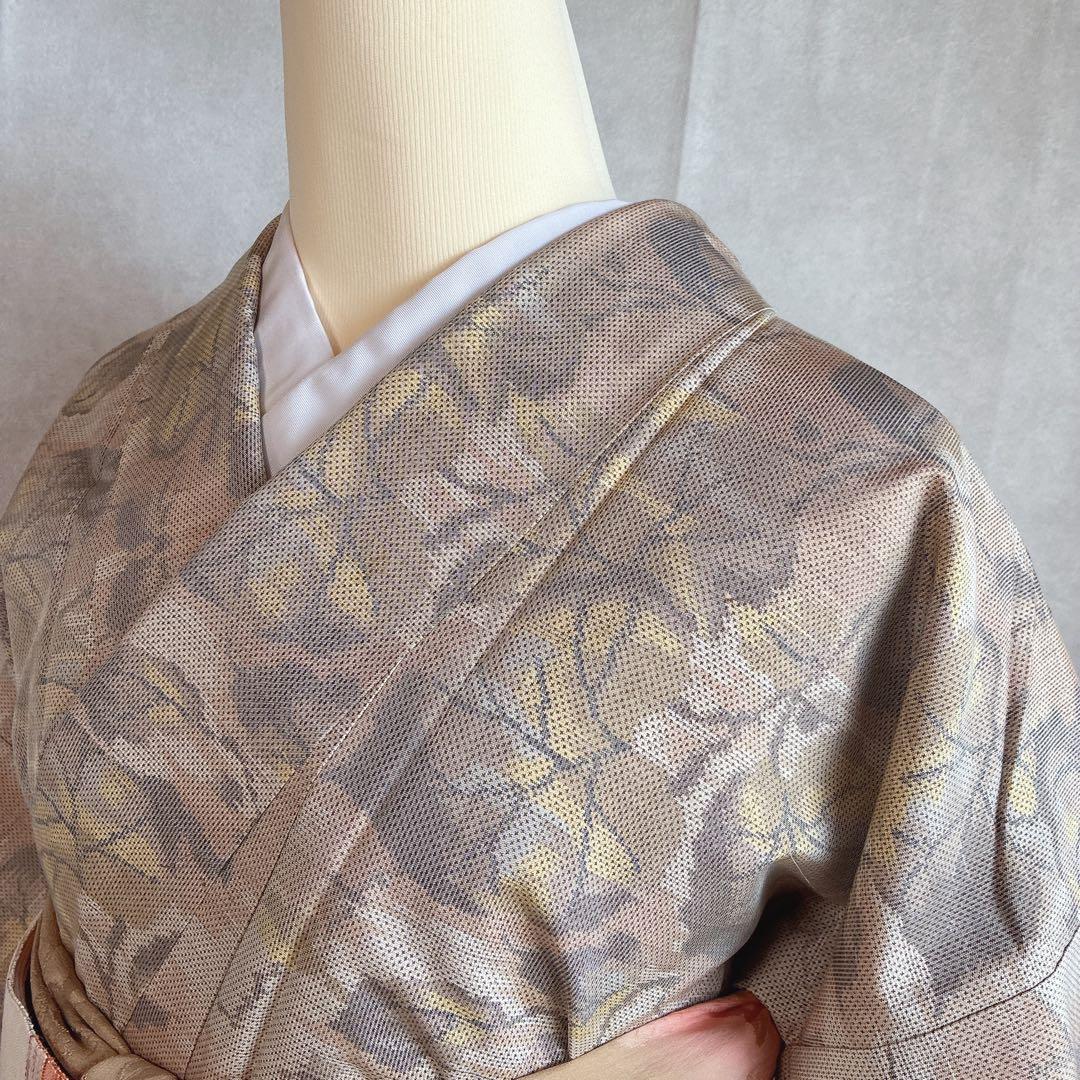 小紋　フルセット　大島紬　着物　正絹　秋の葉　名古屋帯　J5