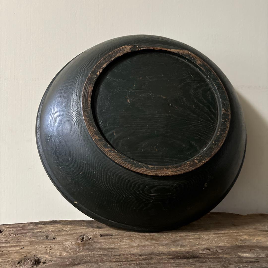 古い捏鉢　こね鉢　くり抜き盆　木地盆　古道具　アンティーク　民家　丸盆　検:李朝