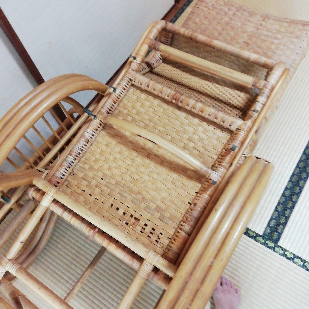 ラタン 籐編 リクライニング チェア ベッド
