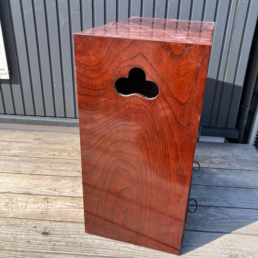 昭和レトロ 花柄装飾 観音開き扉 木製茶棚 茶箪笥 ミニ箪笥 引き出し 古家具