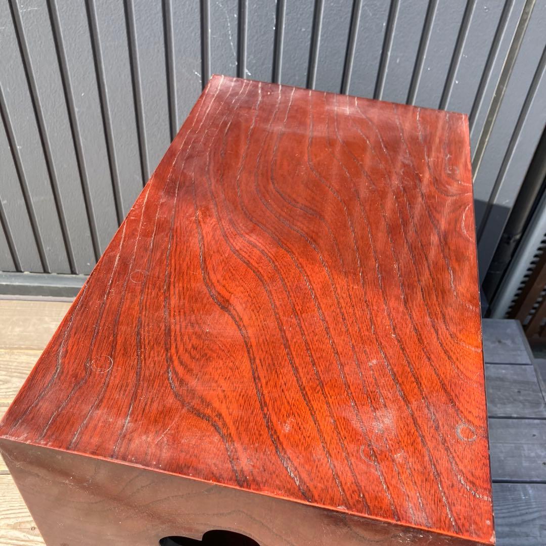 昭和レトロ 花柄装飾 観音開き扉 木製茶棚 茶箪笥 ミニ箪笥 引き出し 古家具