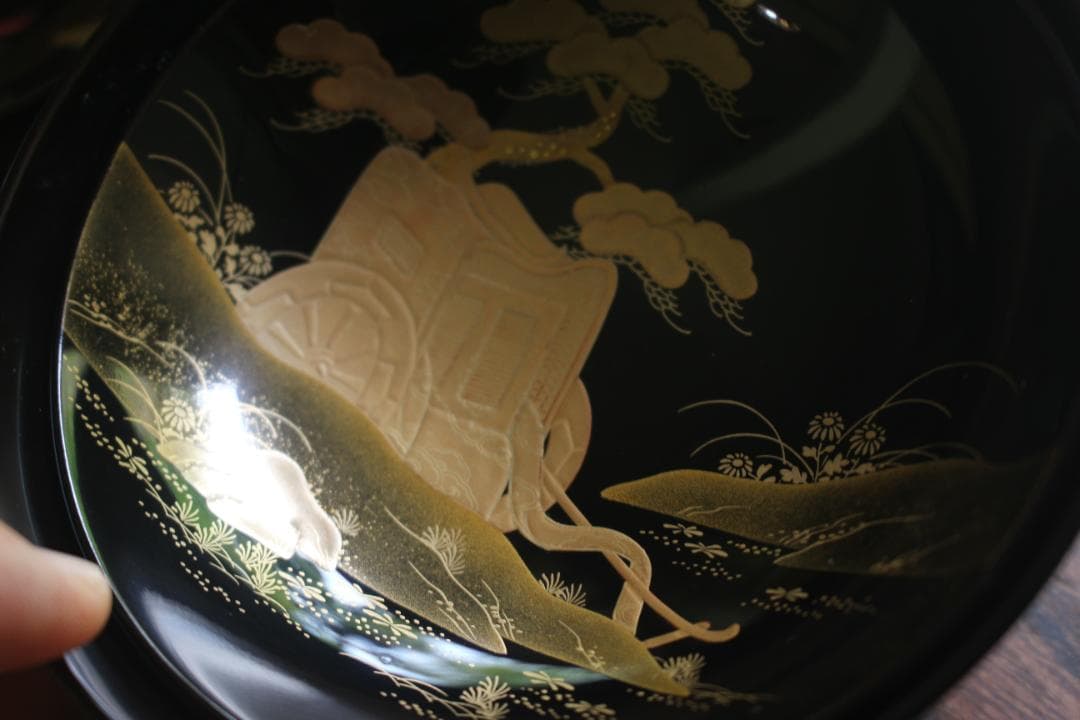 絵柄選択可！時代黒漆に極上千鳥見返し蒔絵の映えるお椀10点（検輪島塗懐石椀蒔絵椀