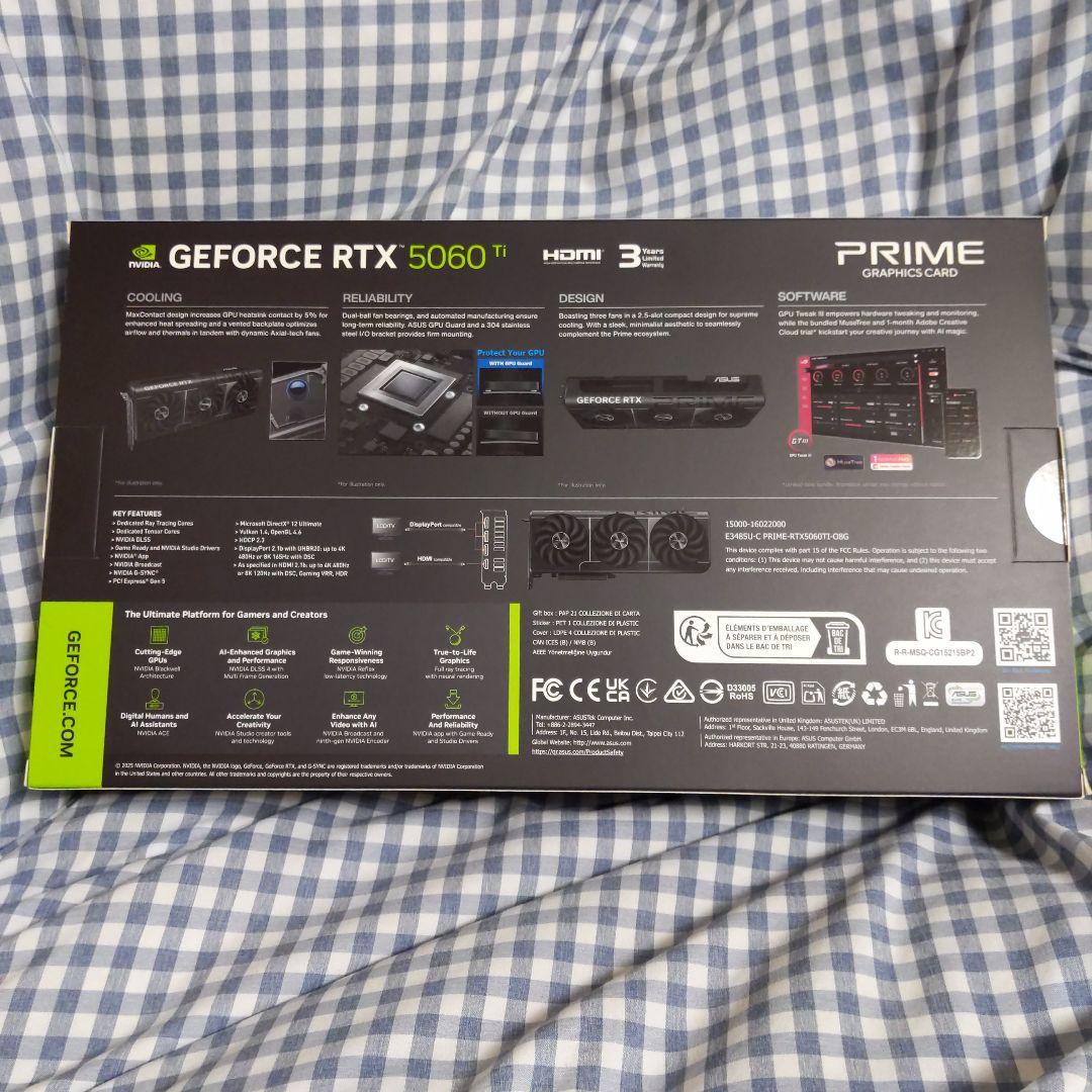 グラフィックボード・グラボ・ビデオカード ASUS PRIME NVIDIA GEFORCE RTX 5060Ti 8G