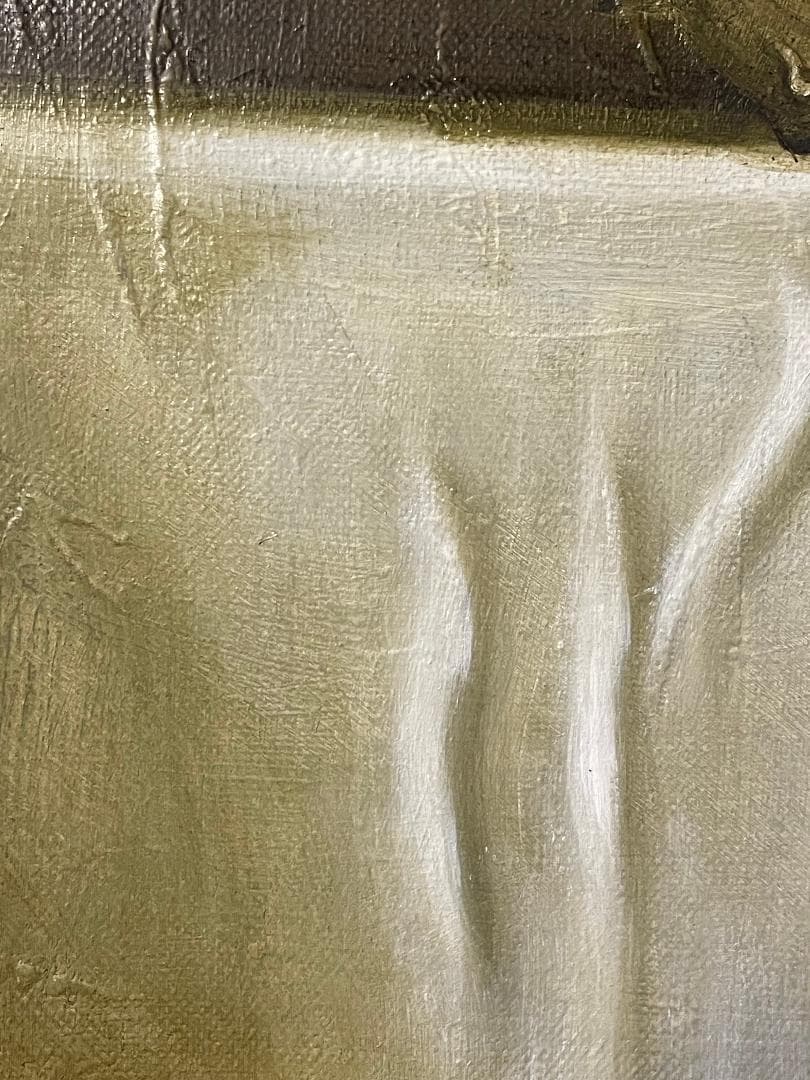 「真作」西村有史「九谷辛夷文輪花皿」静物画　油彩画　額装　サイン有り　F8号