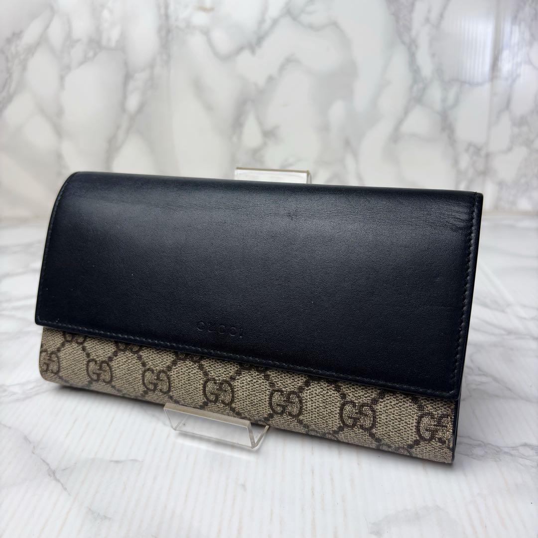 011 極美品GUCCI 長財布 PVC 二つ折り財布 GGスプリーム vy7