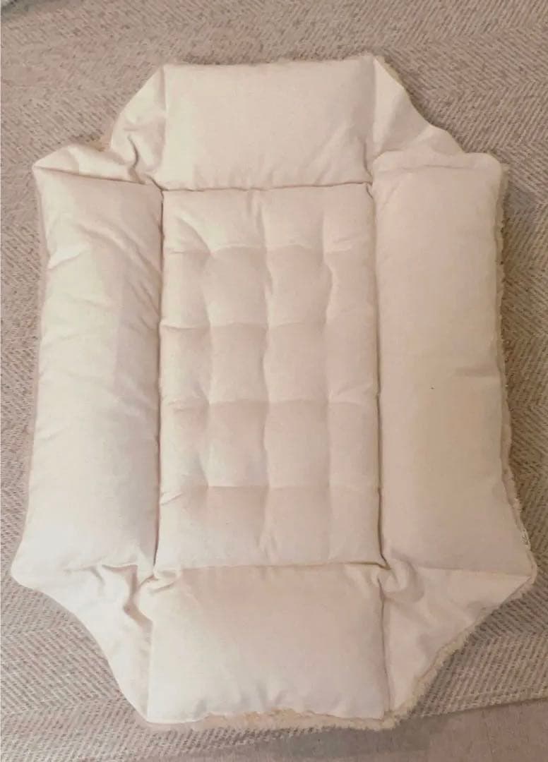 Helen’sペットベッド　８号帆布生地 クレート マット 生成ファー　L