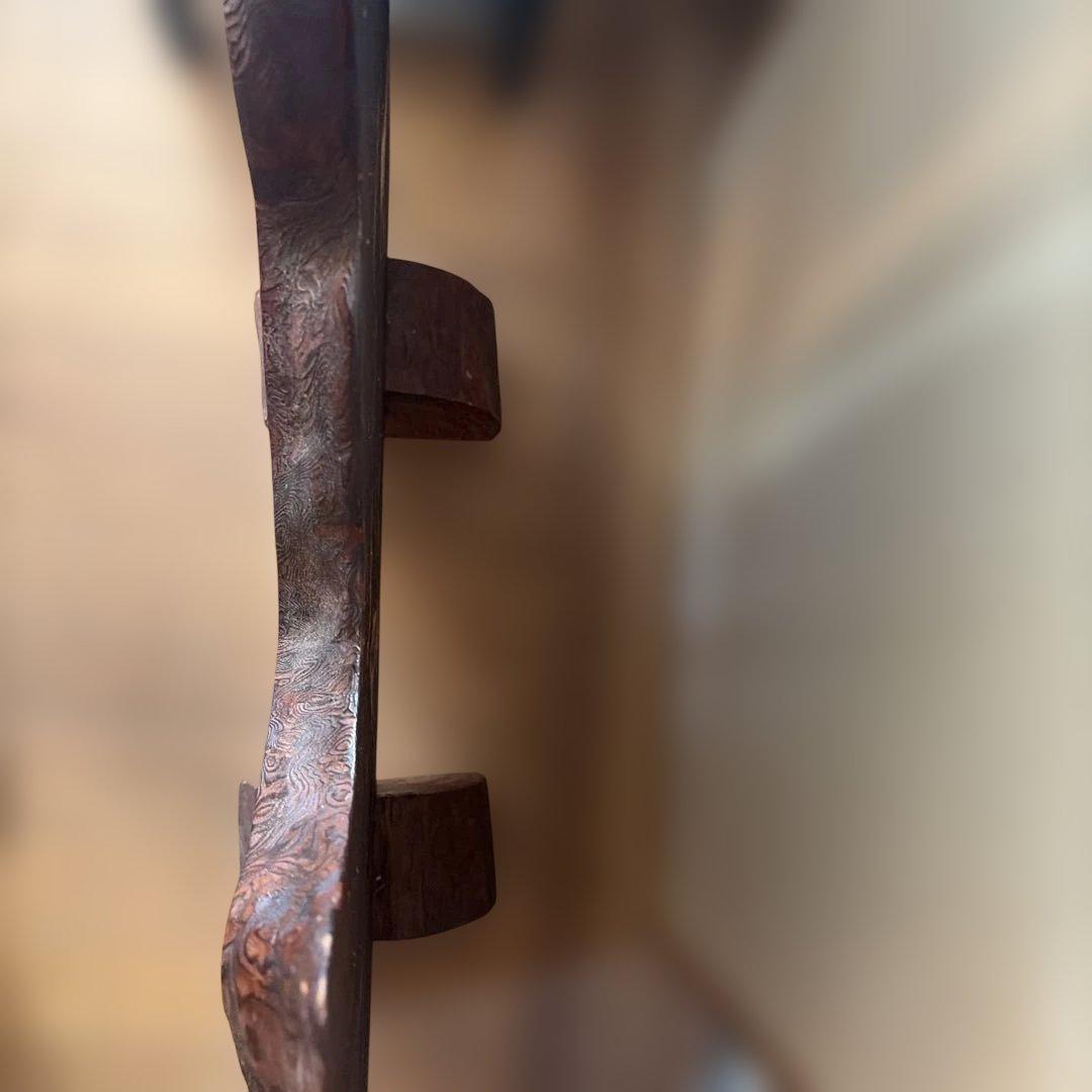 木製置物 有機的な形状 ダークブラウン