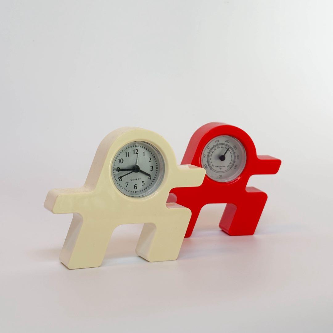 2人　時計　温湿度計　ポストモダン