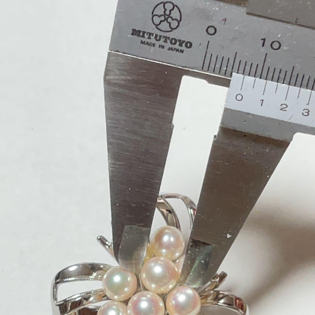 本真珠　アコヤ真珠　シルバーブローチ