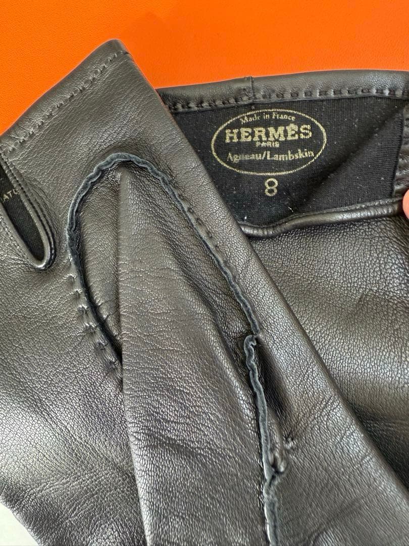 HERMES ラムスキン ブラック手袋 サイズ8
