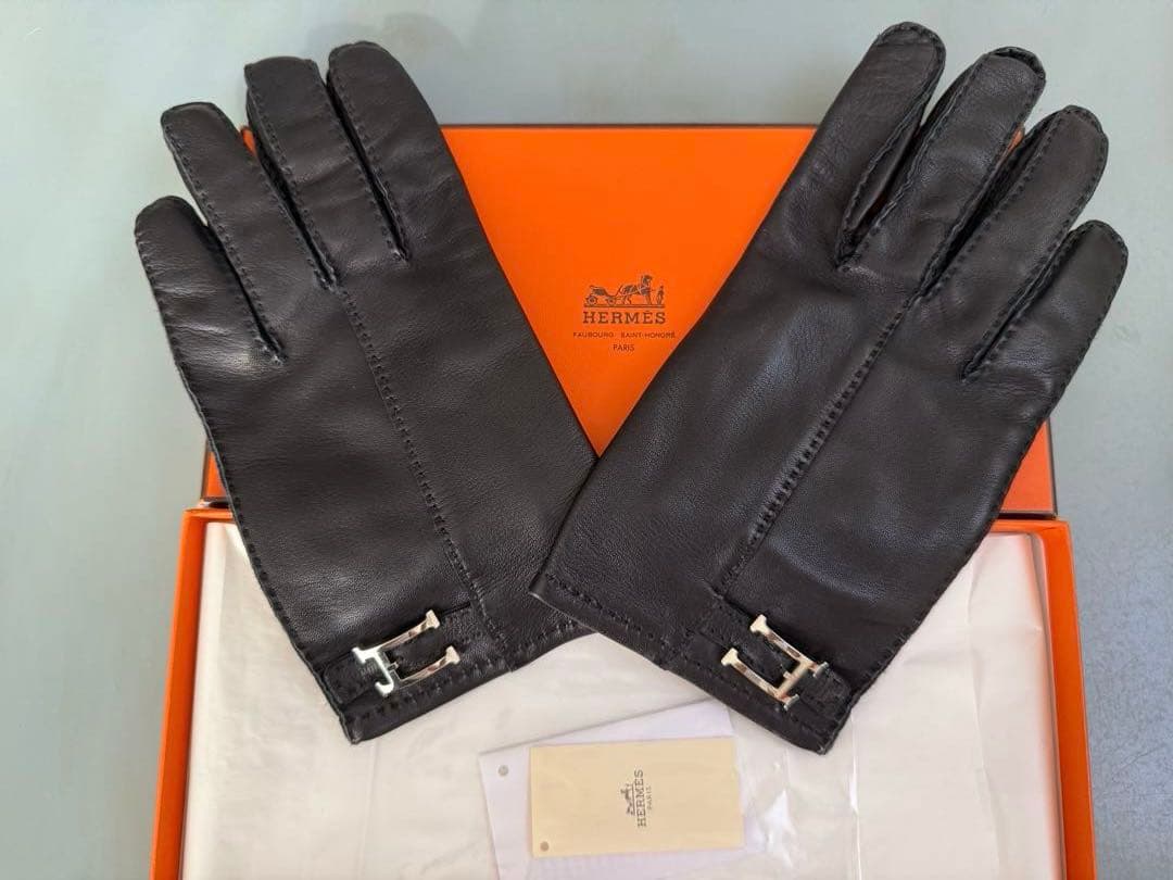HERMES ラムスキン ブラック手袋 サイズ8