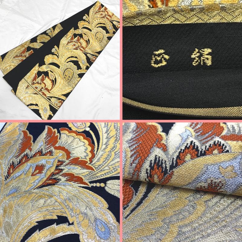 410aj39〇古典柄 レトロ 振袖＆袋帯 金駒刺繍 十三参り〇美品