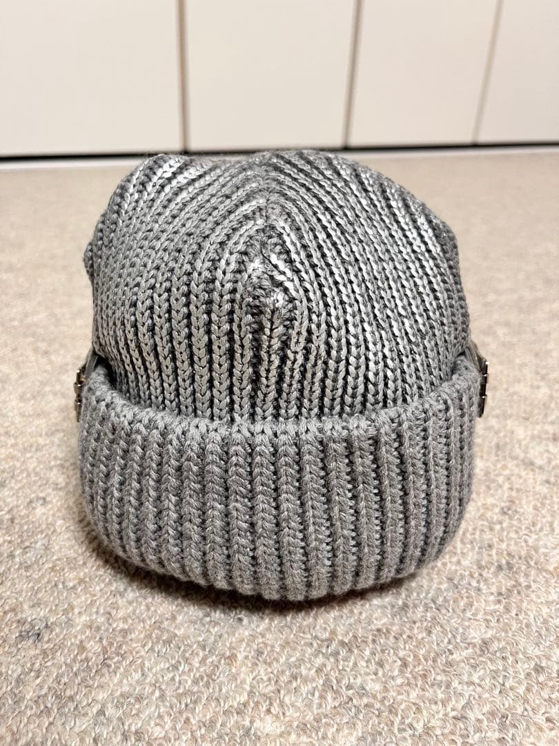 Christian Diorグレー リブ編み ビーニー 帽子