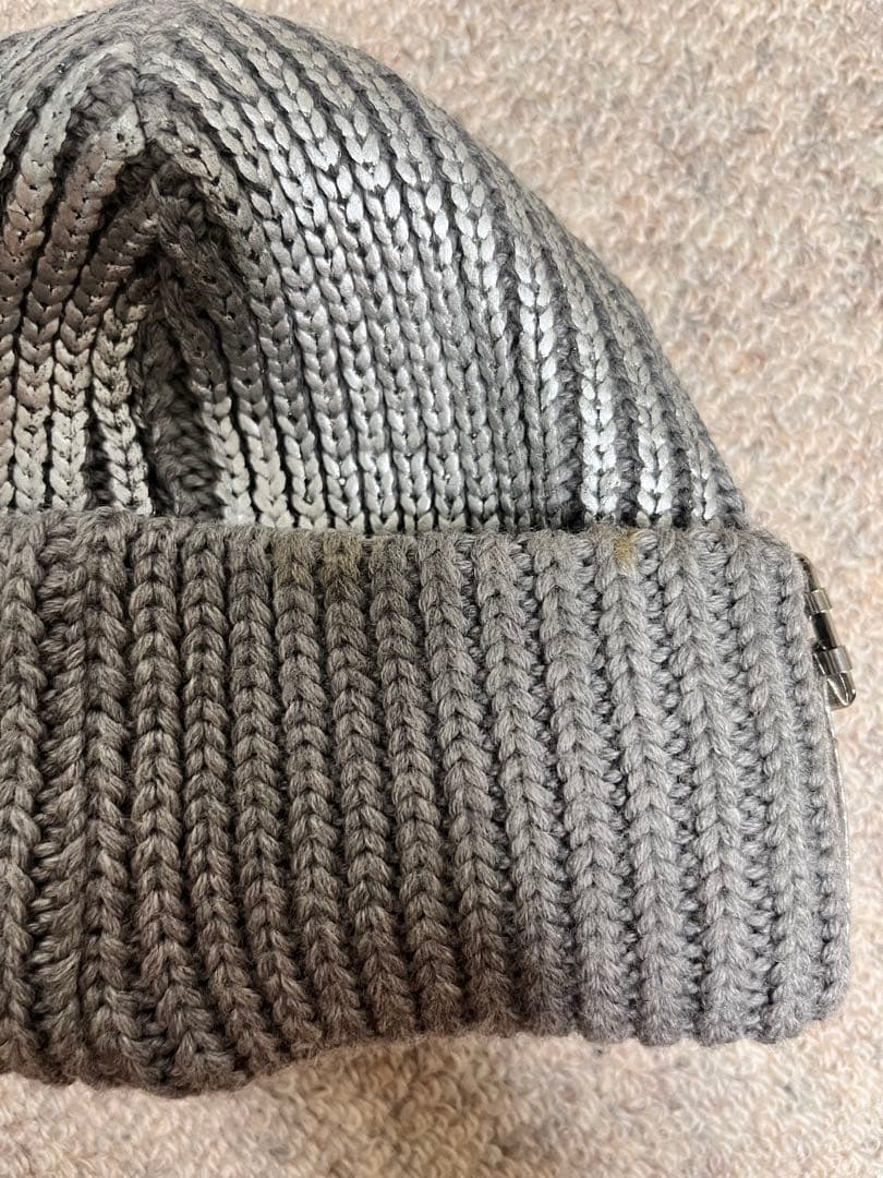 Christian Diorグレー リブ編み ビーニー 帽子