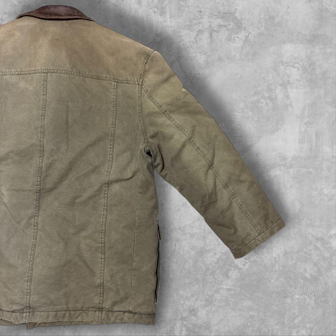 Paramountスタジオ衣装ダック地コート XLレザーカラー 90s00s古着