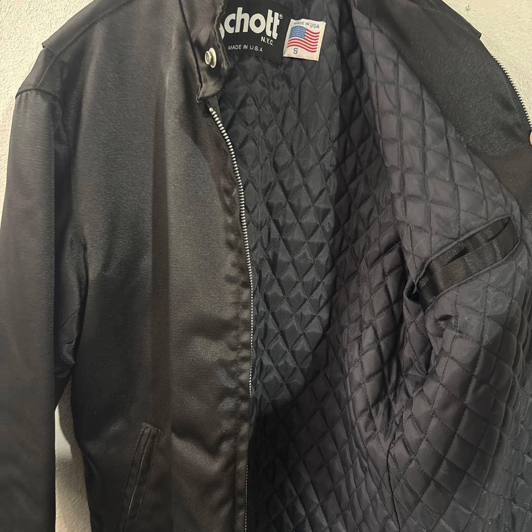 Schott シングルライダースジャケット サイズS ナイロンジャケット　黒