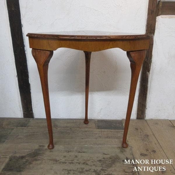 イギリス アンティーク 家具 コーナーサイドテーブル 猫脚 木製 6911d