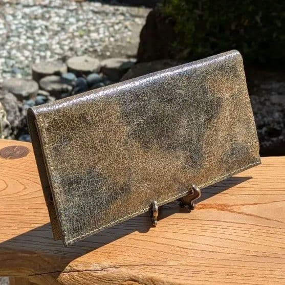 長財布　本革　クラッキングレザー　ハンドメイド　薄型ウォレット　軽い