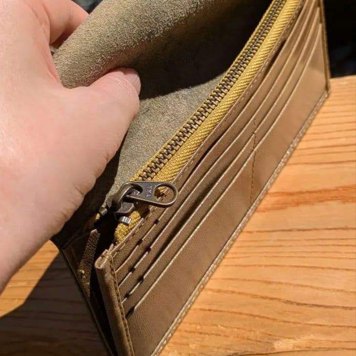 長財布　本革　クラッキングレザー　ハンドメイド　薄型ウォレット　軽い