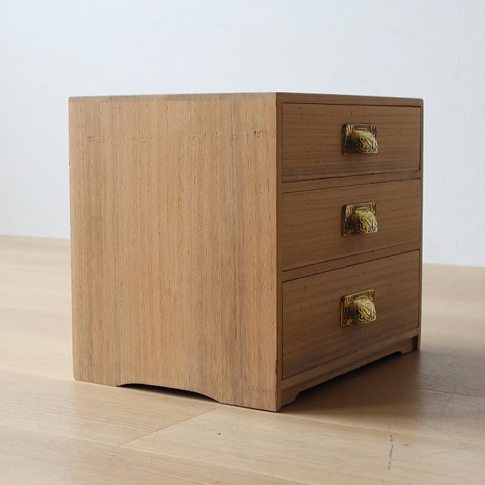 アンティーク 整理箱 タンス 古家具 キリ 引き出し3杯 無塗装