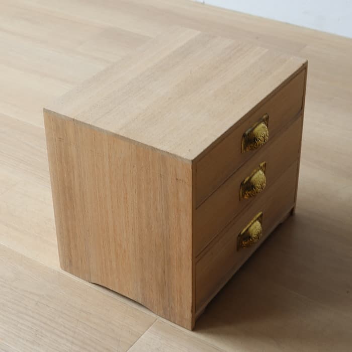 アンティーク 整理箱 タンス 古家具 キリ 引き出し3杯 無塗装