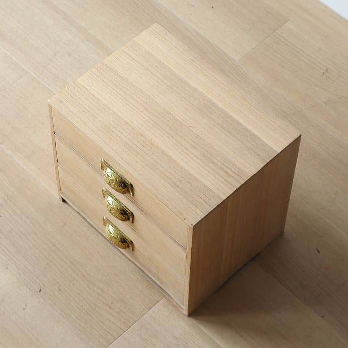 アンティーク 整理箱 タンス 古家具 キリ 引き出し3杯 無塗装