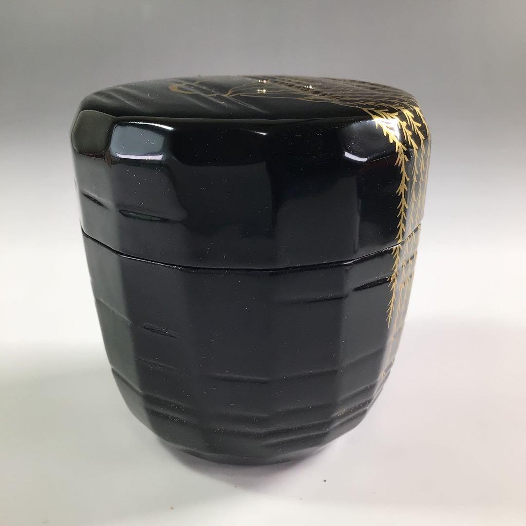 Ｒ２７１　棗　『蒔絵師　西村弘峰作』『認得斉好写』『柳棗』　共箱　茶道具