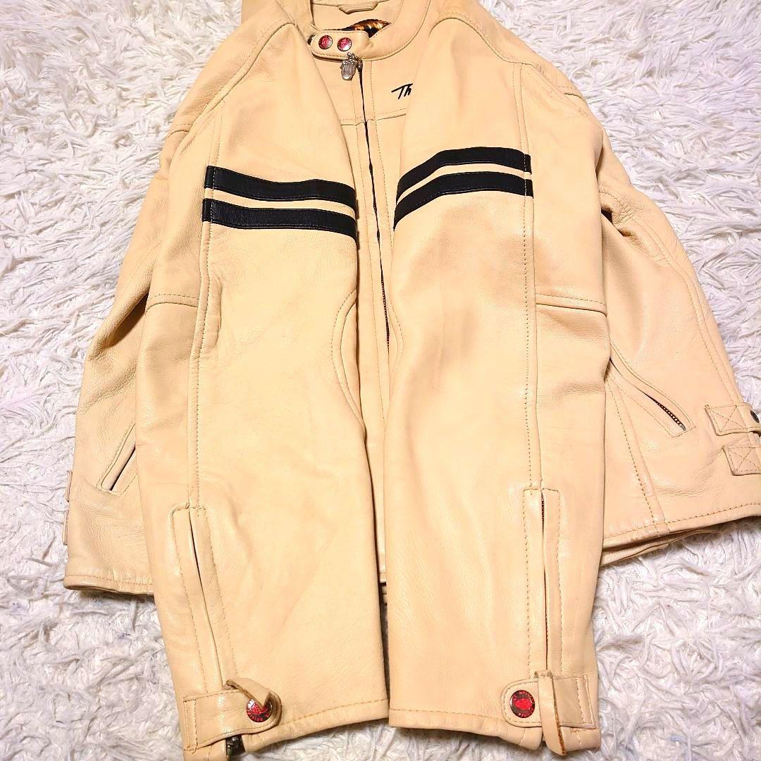 【超希少】ローリングストーンズ 羊革 バック刺繍 シングルライダース L