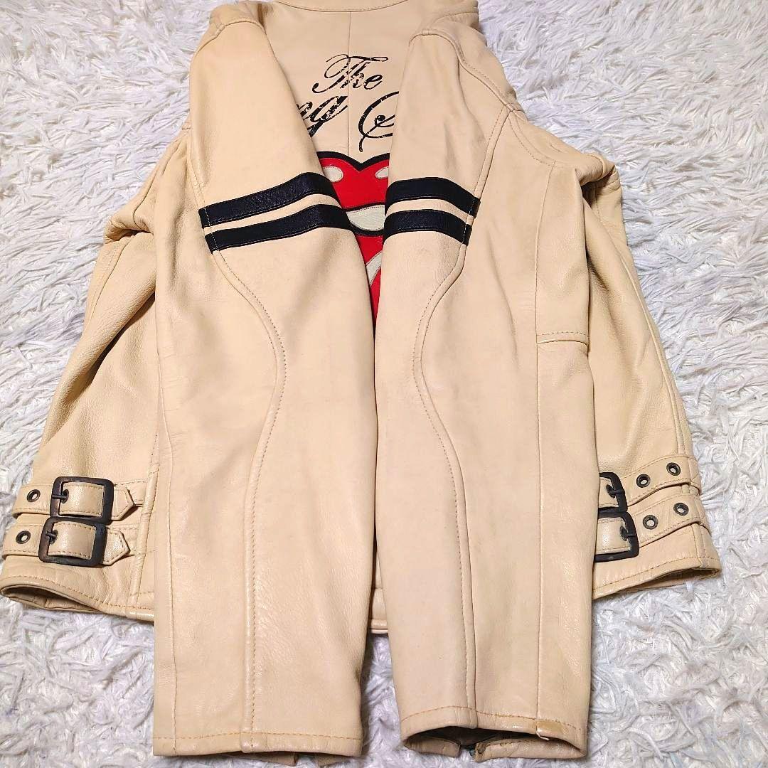 【超希少】ローリングストーンズ 羊革 バック刺繍 シングルライダース L