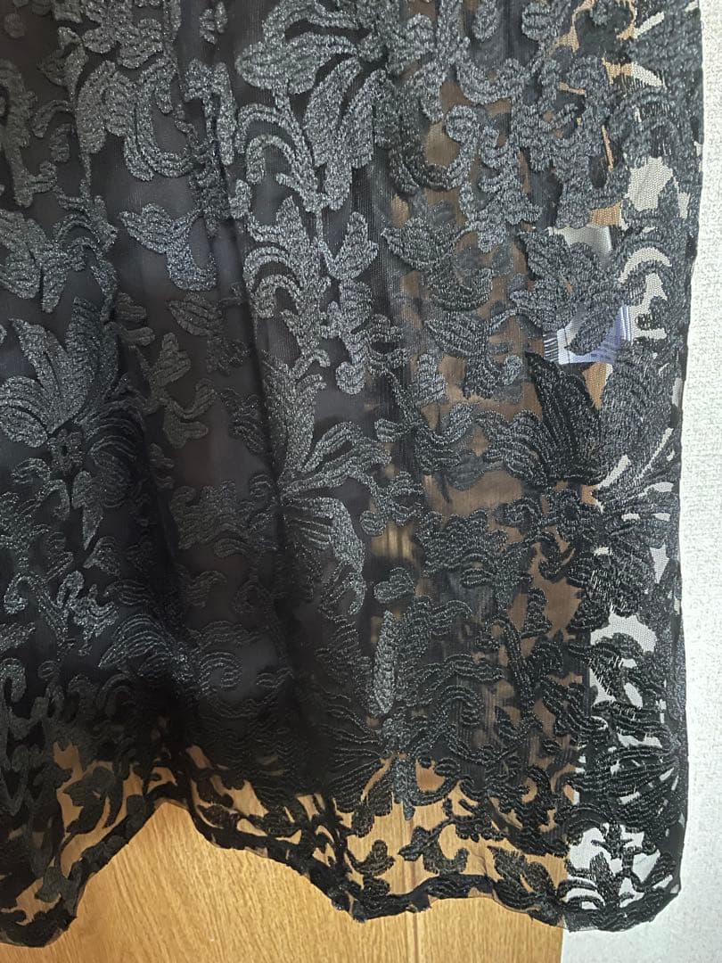 ブラックレースロングドレス