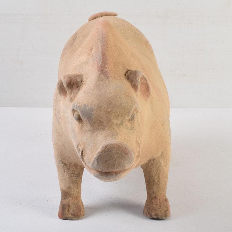 中国　加彩　豚俑　陶俑　置物　V　9049AE