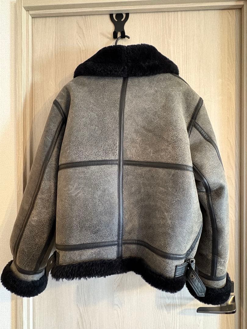 羊革　フライト　レザー　ムートン　B-3 ライダース　ジャケット　　黒