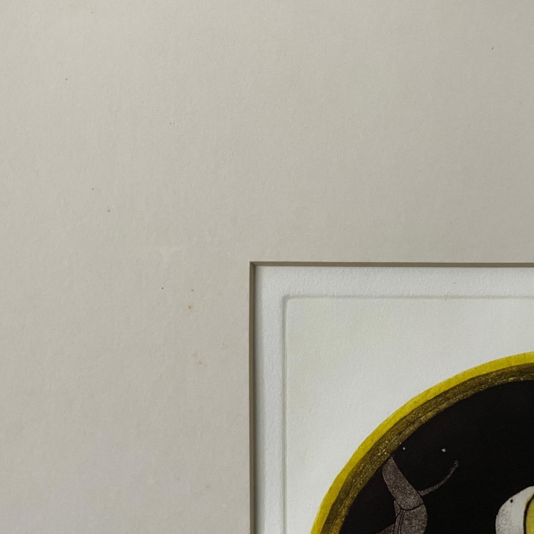 堀井英男「醜い生」エッチング 額付 サイン入り 中古