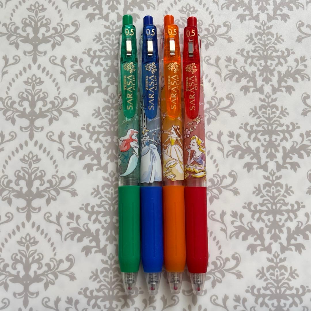 【未使用 樹脂玉付き】 限定 サラサクリップ ディズニープリンセス 4色セット