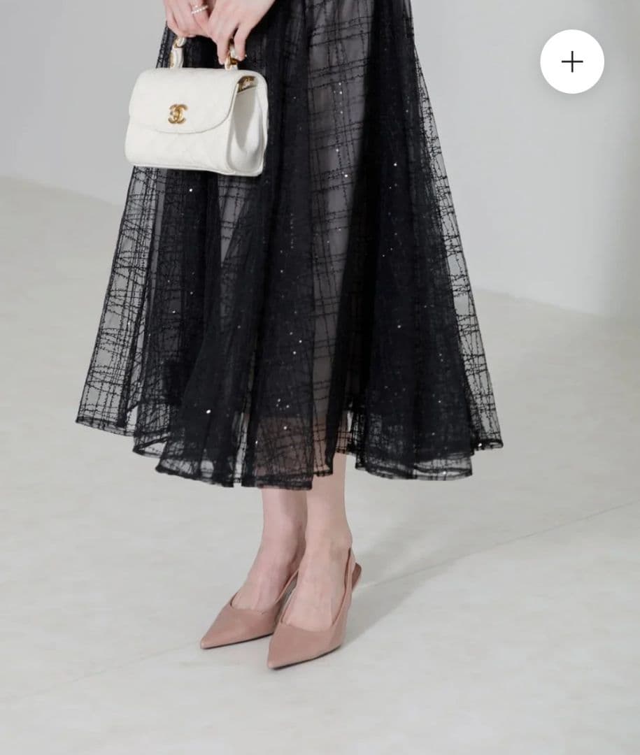 Leja チェックスパンコールリボンワンピースドレス