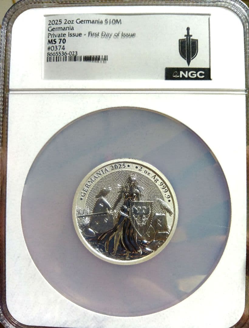 NGC 2025 MS70 ゲルマニア 2オンス 銀貨 希少　1000枚限定